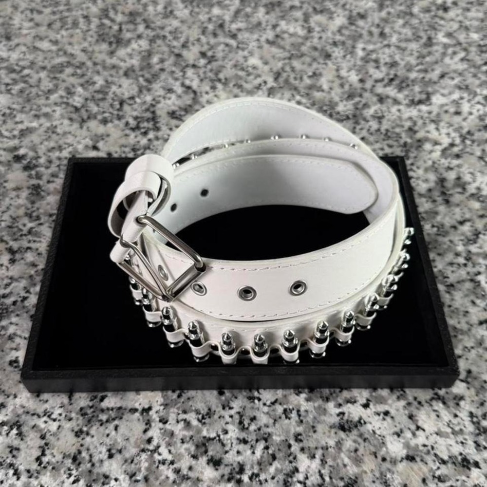 White Chrome Silver Bullet Cyber Y2k Belt Brand New
